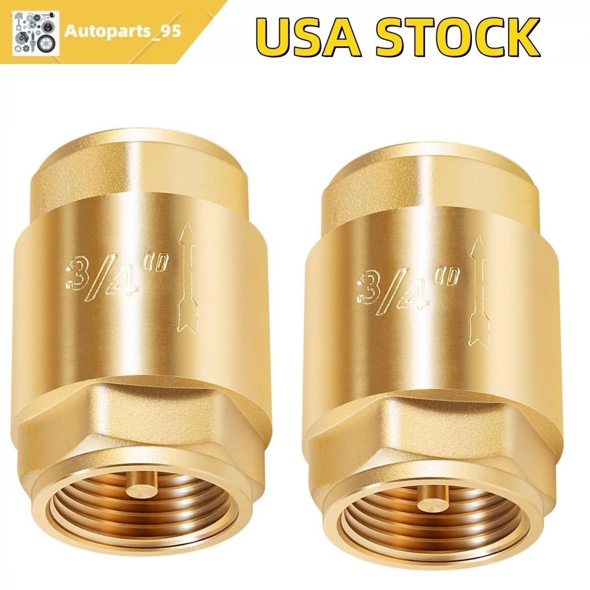 2 Pack One Way Brass In-Line Check Valve, 3/4-Inch Replace for 20403LF