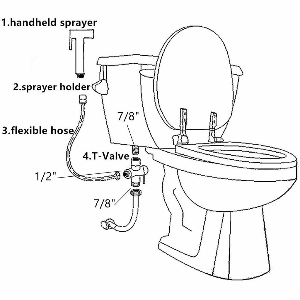 T-adapter Valve 3-Way Brass For Toilet Bidet Shower Head Diverter 7/8″/ 1/2″