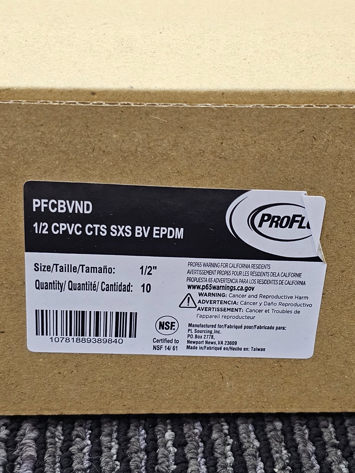 (QTY 10) PFCBVN PFCBVND Series 1/2 in Plastic Full Port Solvent Weld Ball Valve