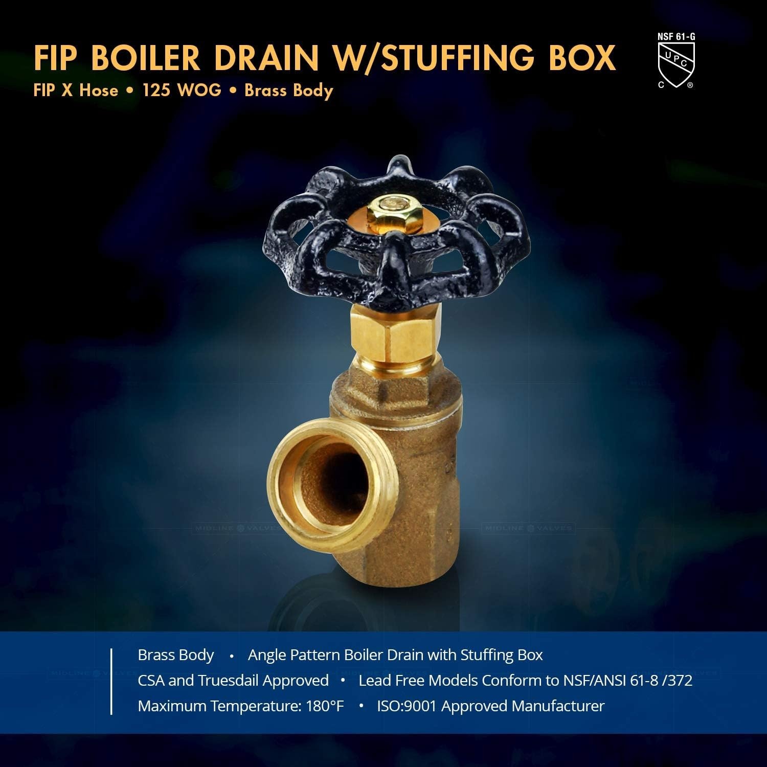 Boiler Drain Valve Brass 3/4 in FIP x MHT 2 Ports Lead-Free