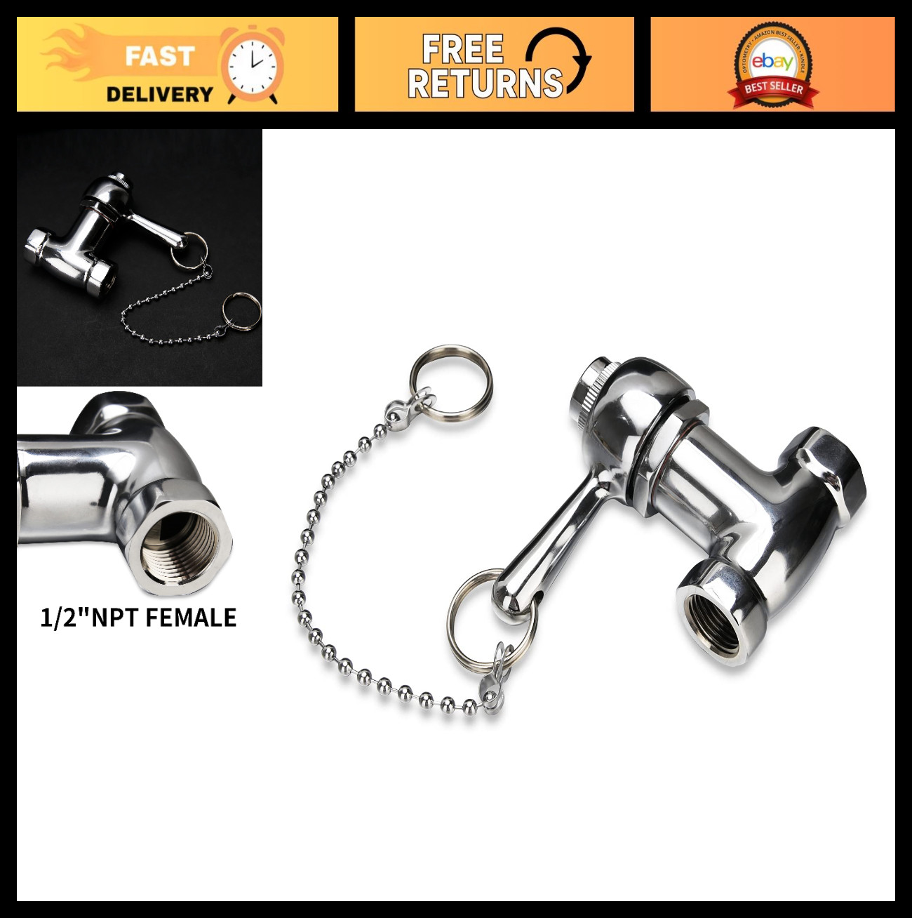 Heavy Duty Self-Closing Shower Valve with Pull Chain – Chrome Finish, Durable De