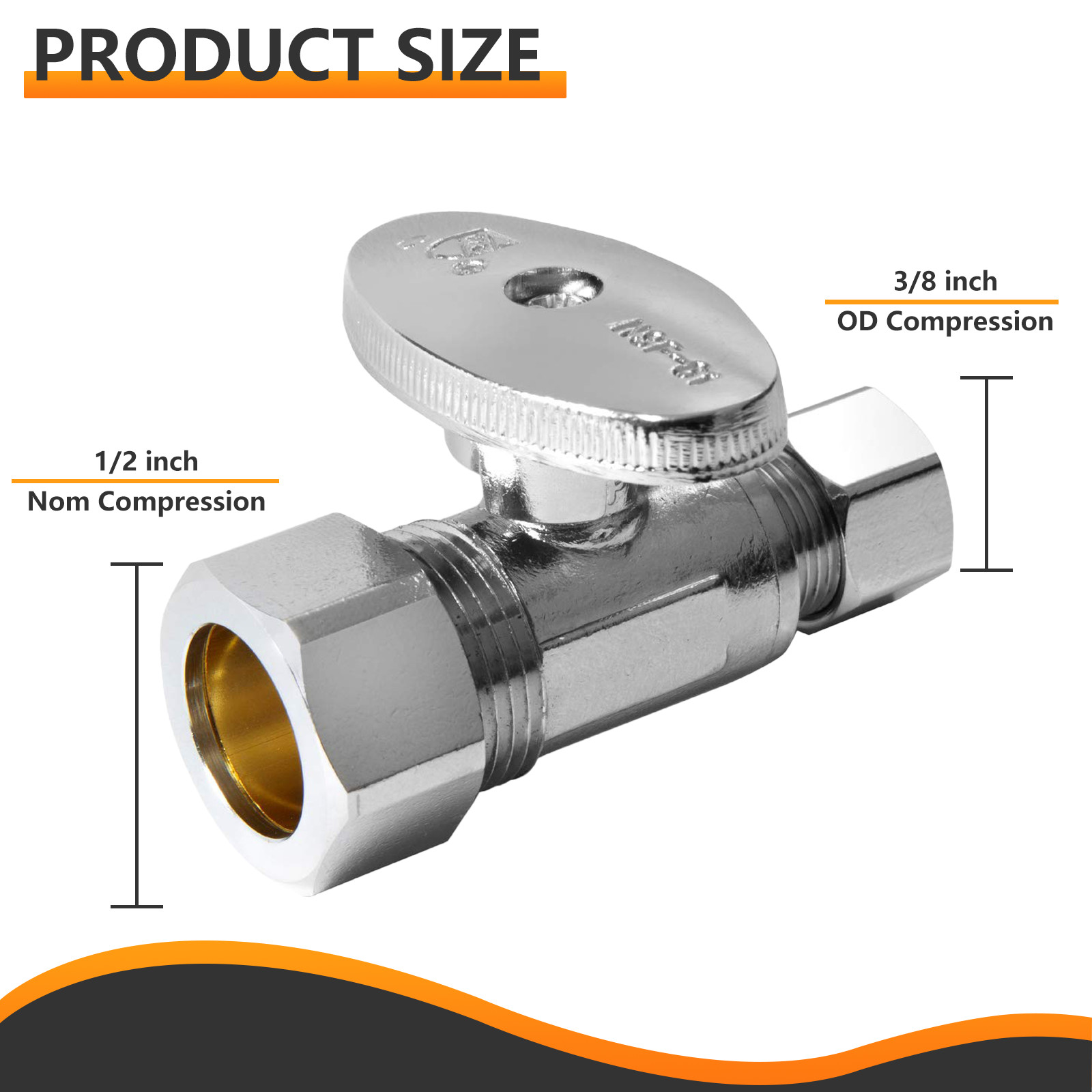 EFIELD 5/8″ OD (1/2″ NOM) X 3/8″ OD 1/4 Turn Compression Straight Stop Valve