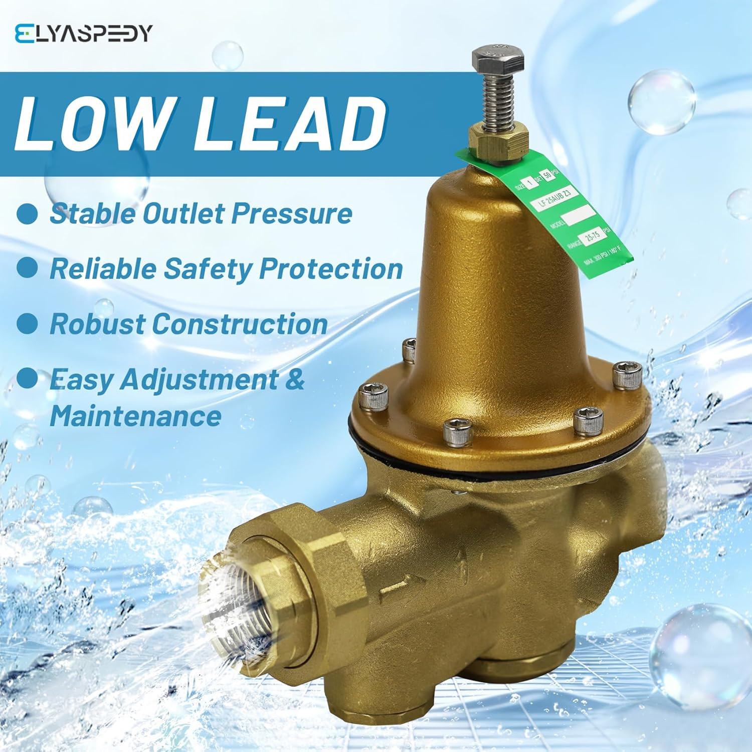 LF25AUB-Z3 1″ Water Pressure Reducing Valve, NPT Female Union X NPT Female Outle