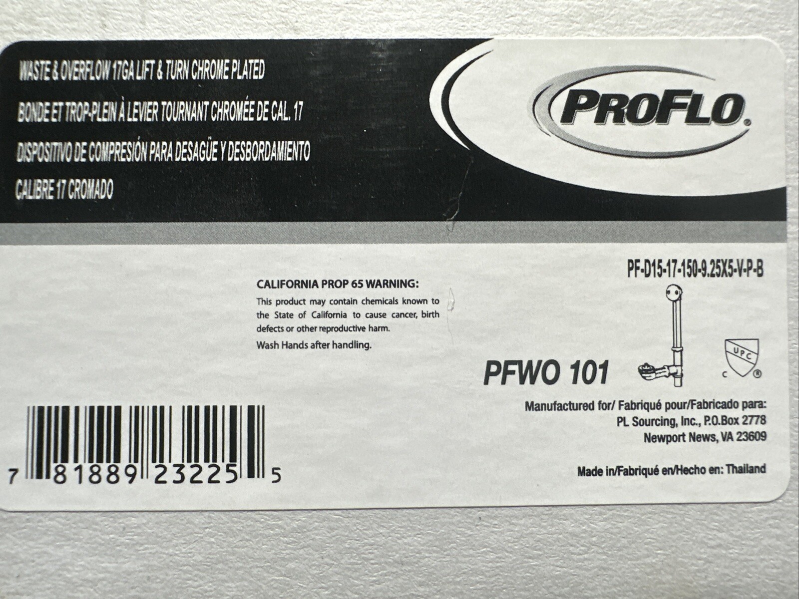 PROFLO PFWO101 Chrome Universal Tub Drain/Waste – Fits Most Tubs 14″ – 16″H