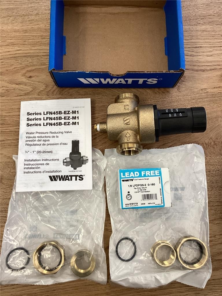 + WATTS Water Pressure Reducing Valve Double Union 3/4″ LFN45BM1-DU-EZ-GG NEW