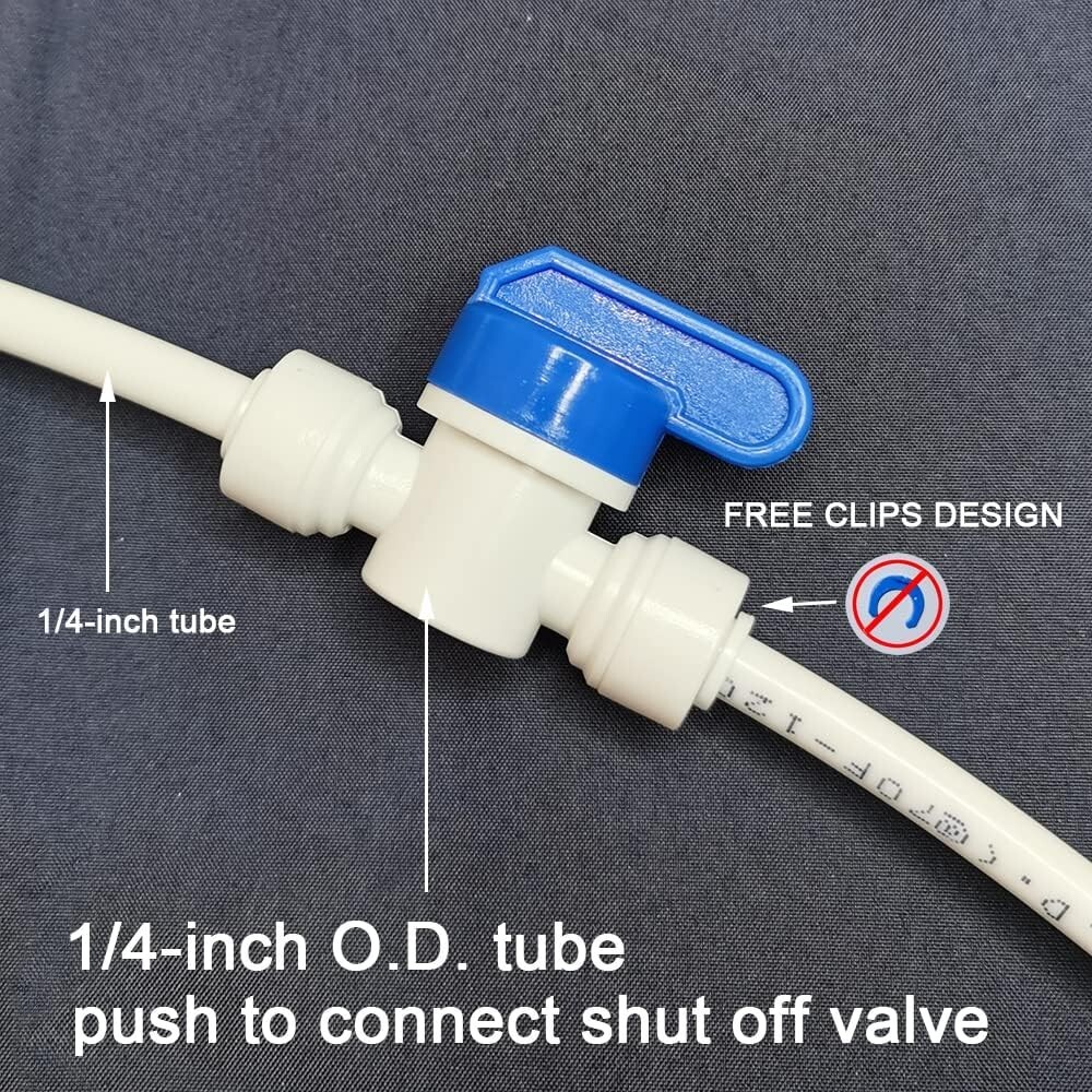 10Pack 1/4Inch OD Tube Quick Push to Connect Plastic Shut Off Ball Valve Fitting