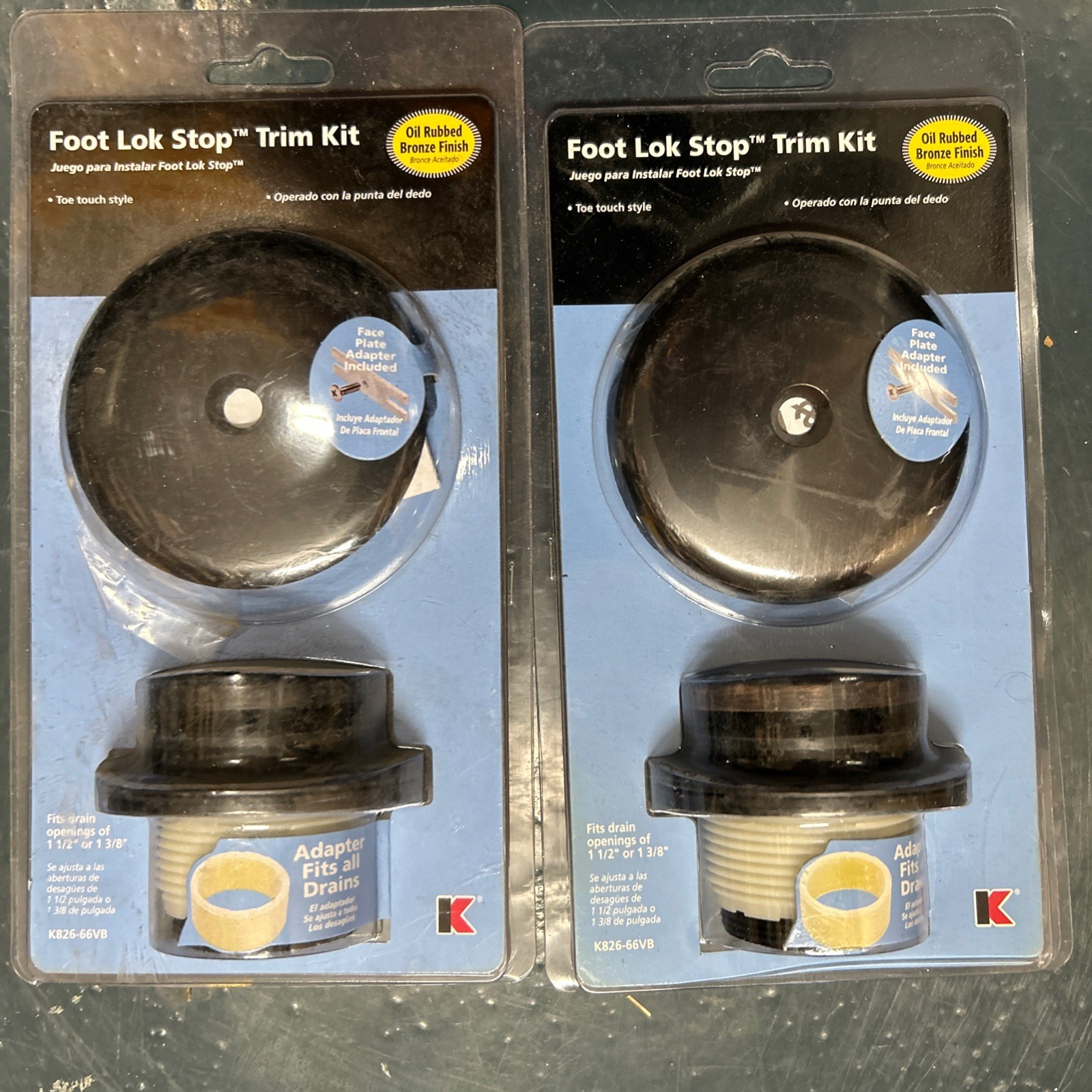 Two NEW-Keeney 1-3/8-in or 1-1/2-in Oil Rubbed Bronze Foot Lock Bathtub Trim Kit