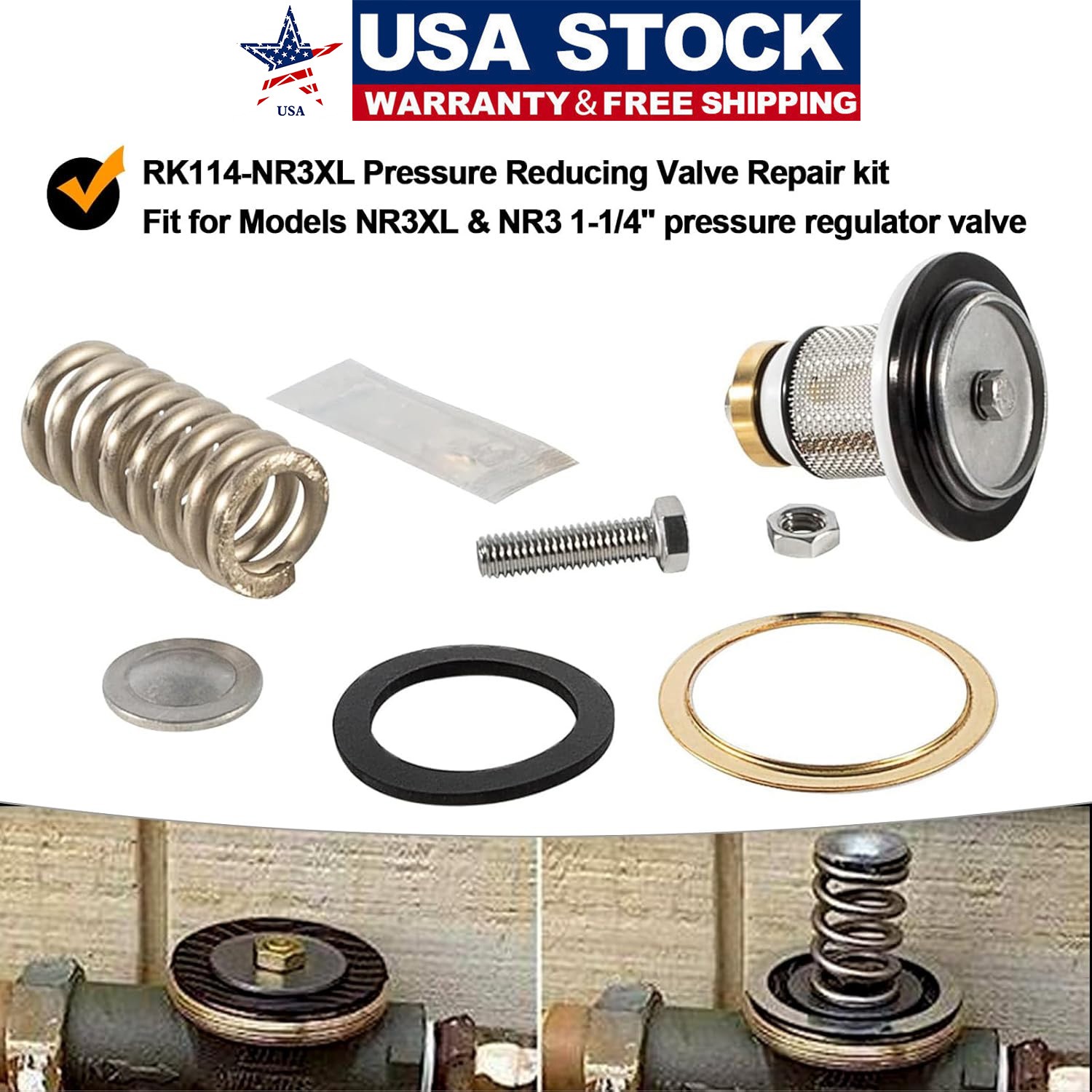 1-1/4” Pressure Reducing Valve Repair Kit RK114-NR3XL for Models NR3 & NR3XL