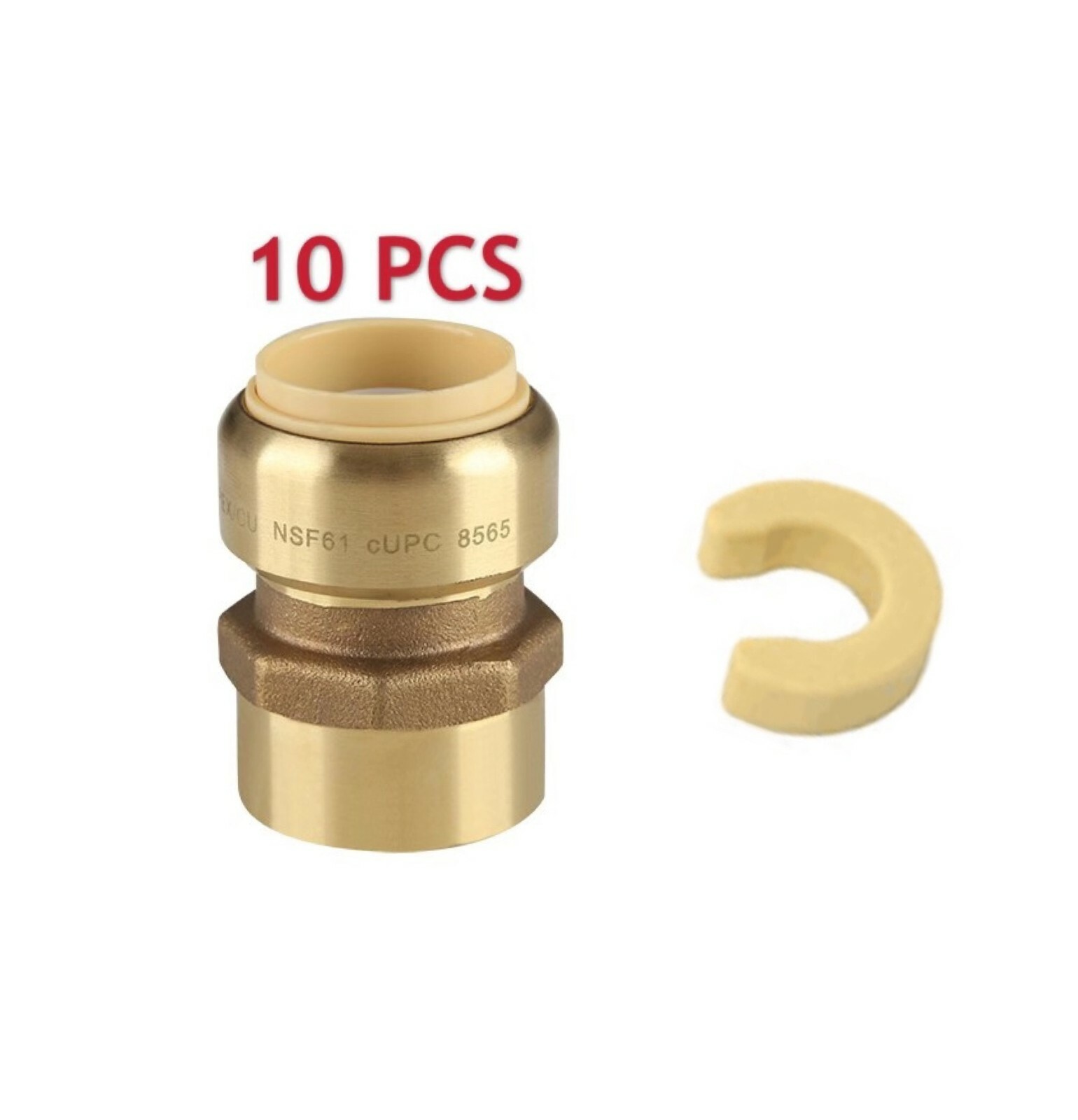 10 PCS EFIELD PUSH FIT 3/4″X 3/4″ FEMALE ADAPTERS LEAD FREE BRASS &CLIP