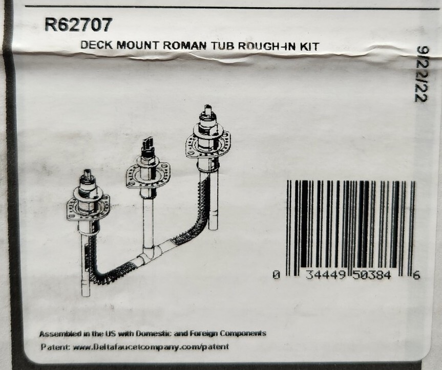 Brizo R62707 3 Hole Roman Tub Rough In Valve