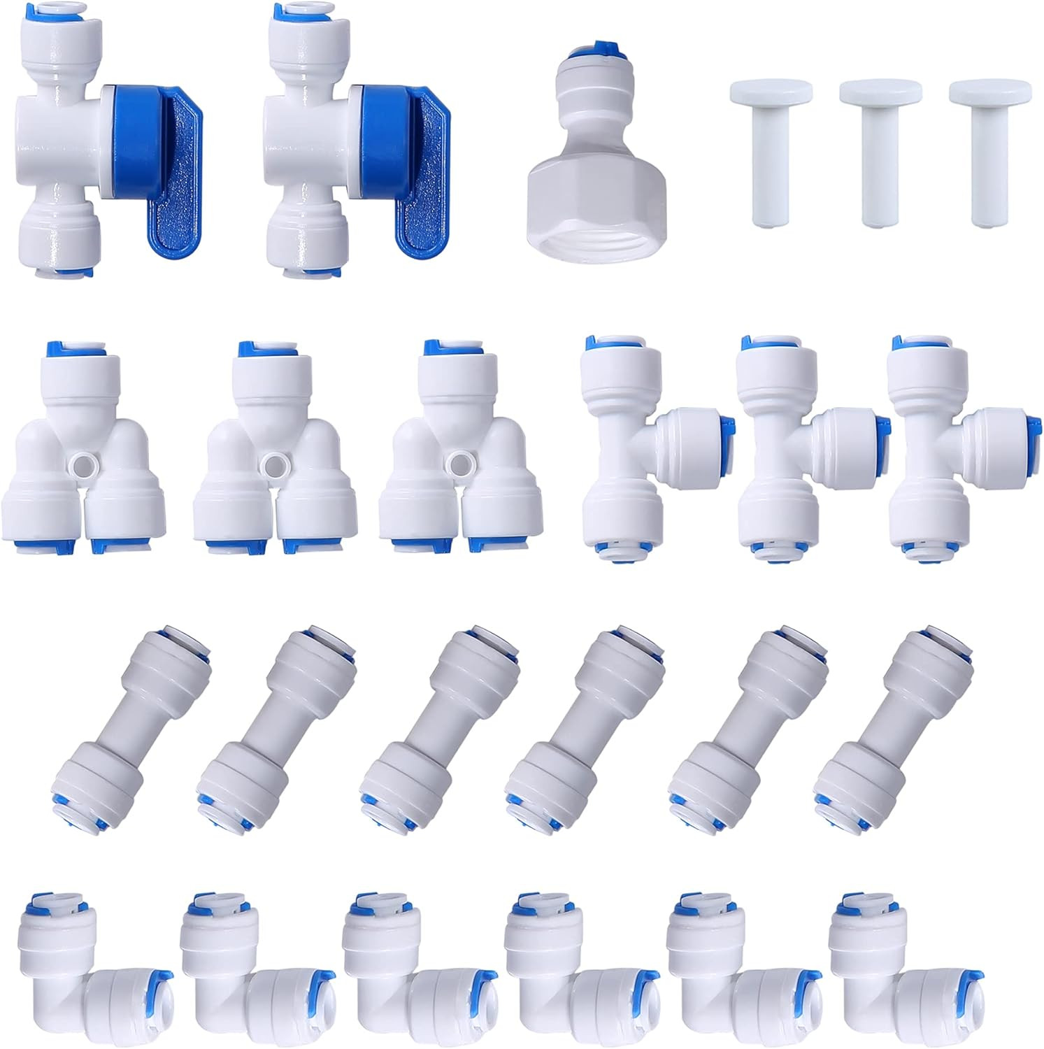 1/4″ OD Quick Connect Push in to Connect Water Tube Fitting (Ball Valve + T + L