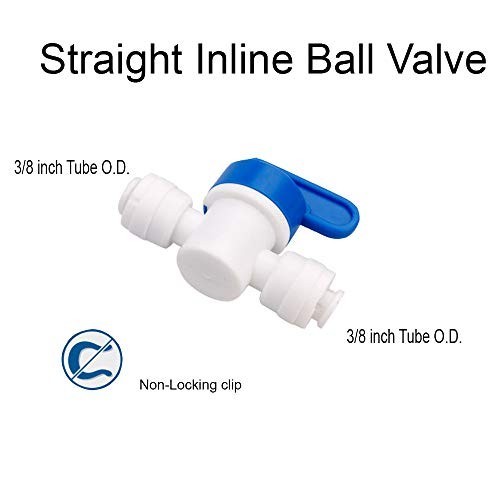5 Pack 3/8 Inch OD Shut Off Ball Valve Plastic Quick Connect Fittings for Pipe