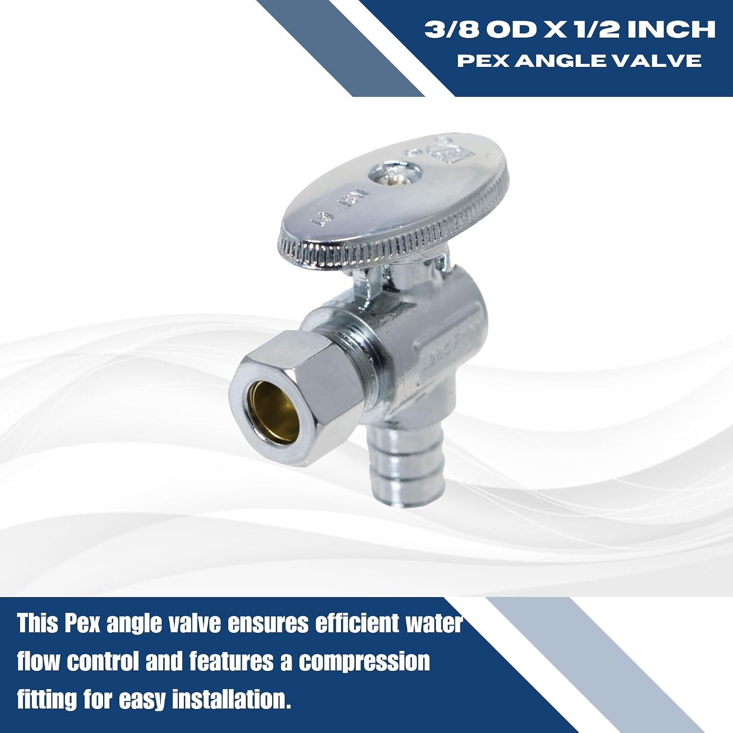 10 Pack XFITTING 1/2″ PEX-B x 3/8″ OD Compression Straight Stop Valve, Lead Free