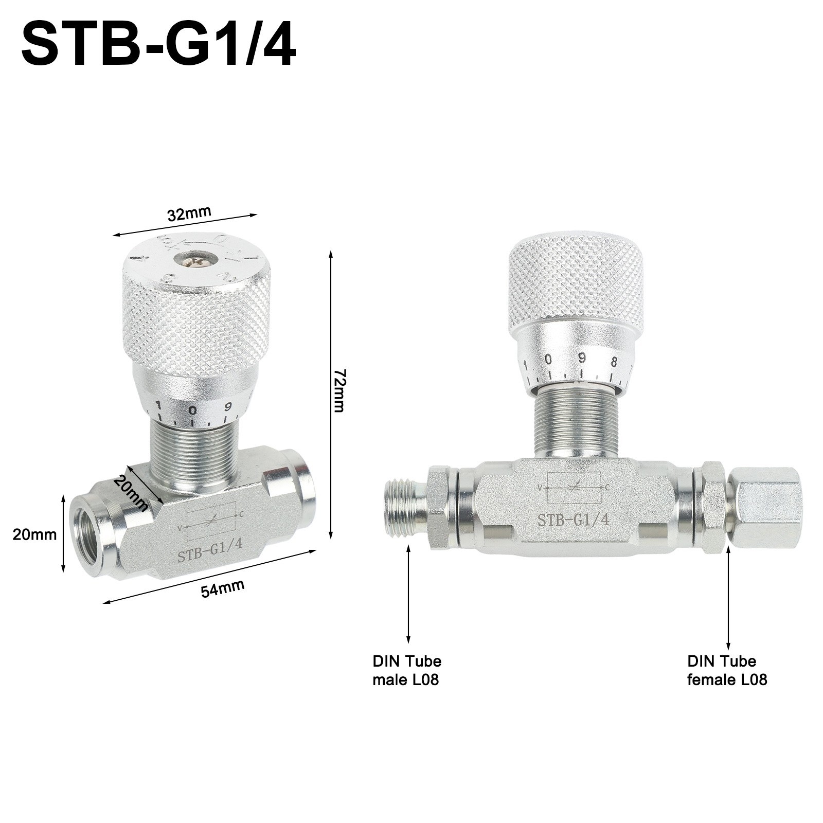 Two Way Hydraulic Throttle Valve with 08L Connector for Precise Flow Adjustment