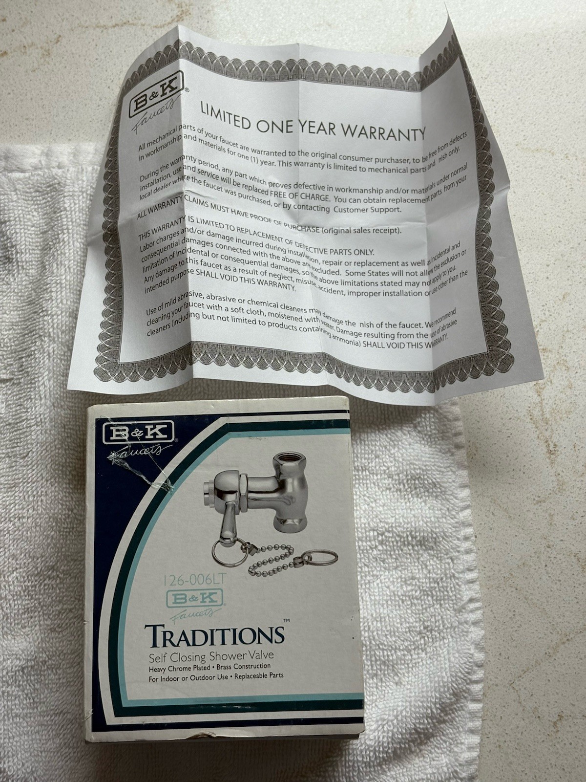B&K Traditions Self Closing Shower Valve Brass Construction Heavy Chrome Plated