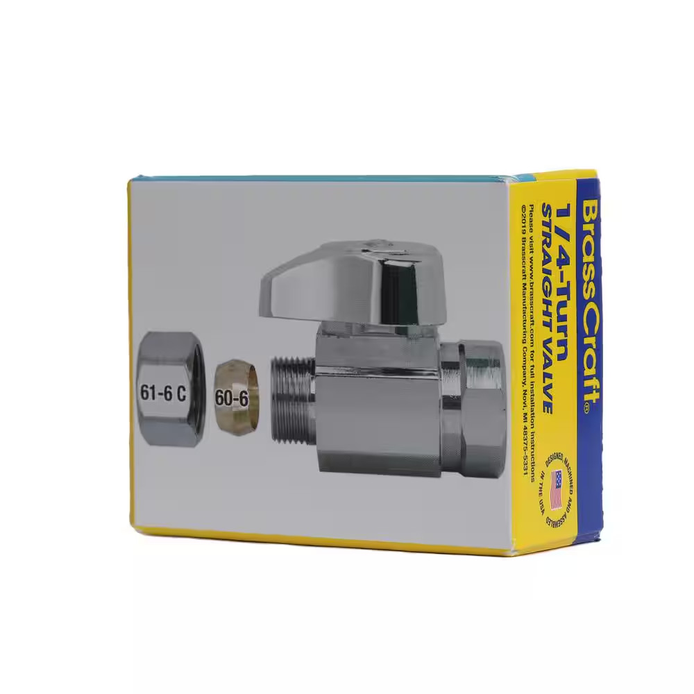 3/8 In. FIP Inlet X 3/8 In. Compression Outlet 1/4-Turn Straight Valve