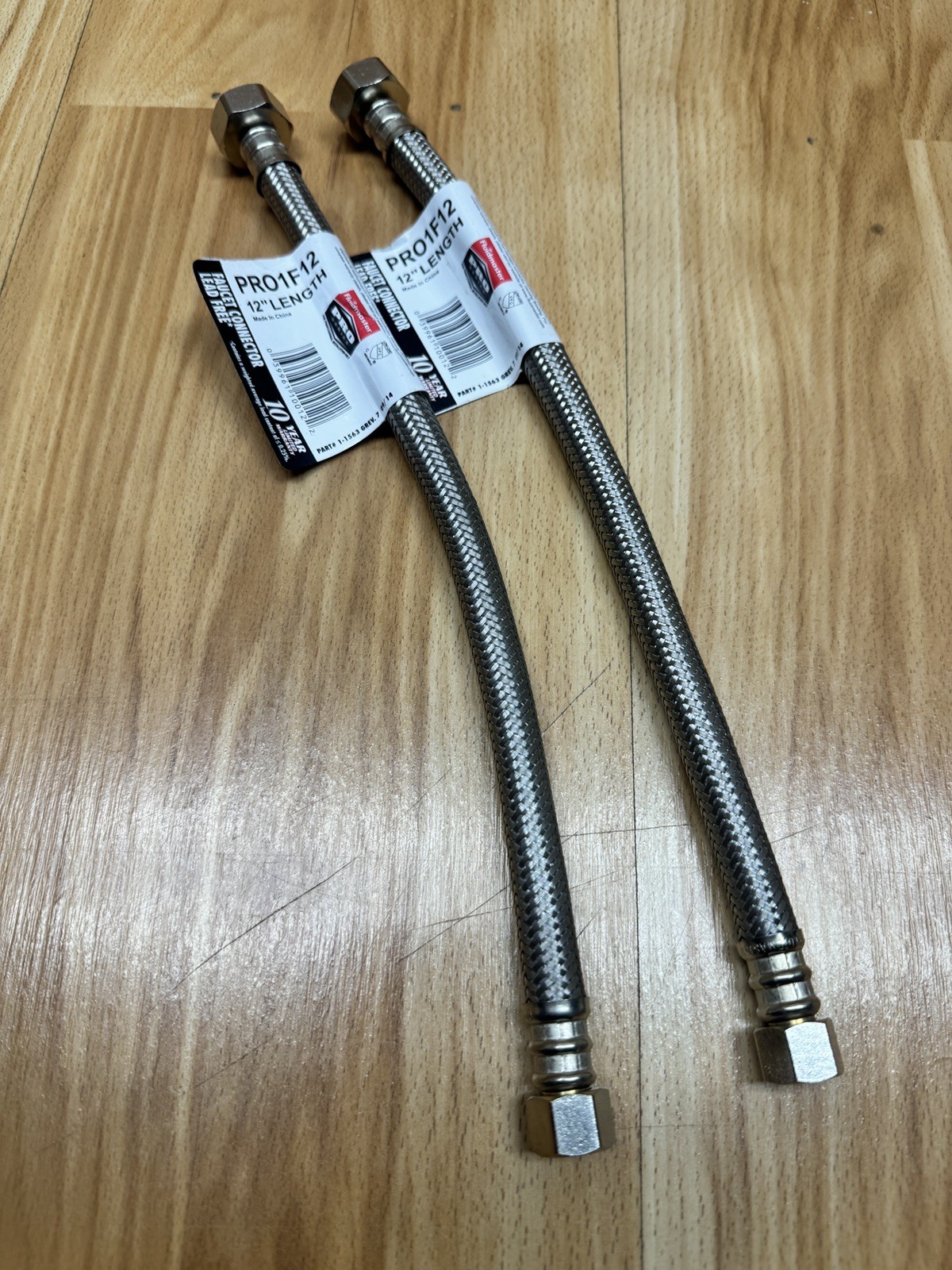 (X2) 12″ Braided Stainless Faucet Supply Line 3/8″ Com x 1/2″ FIP PRO1F12 Flo