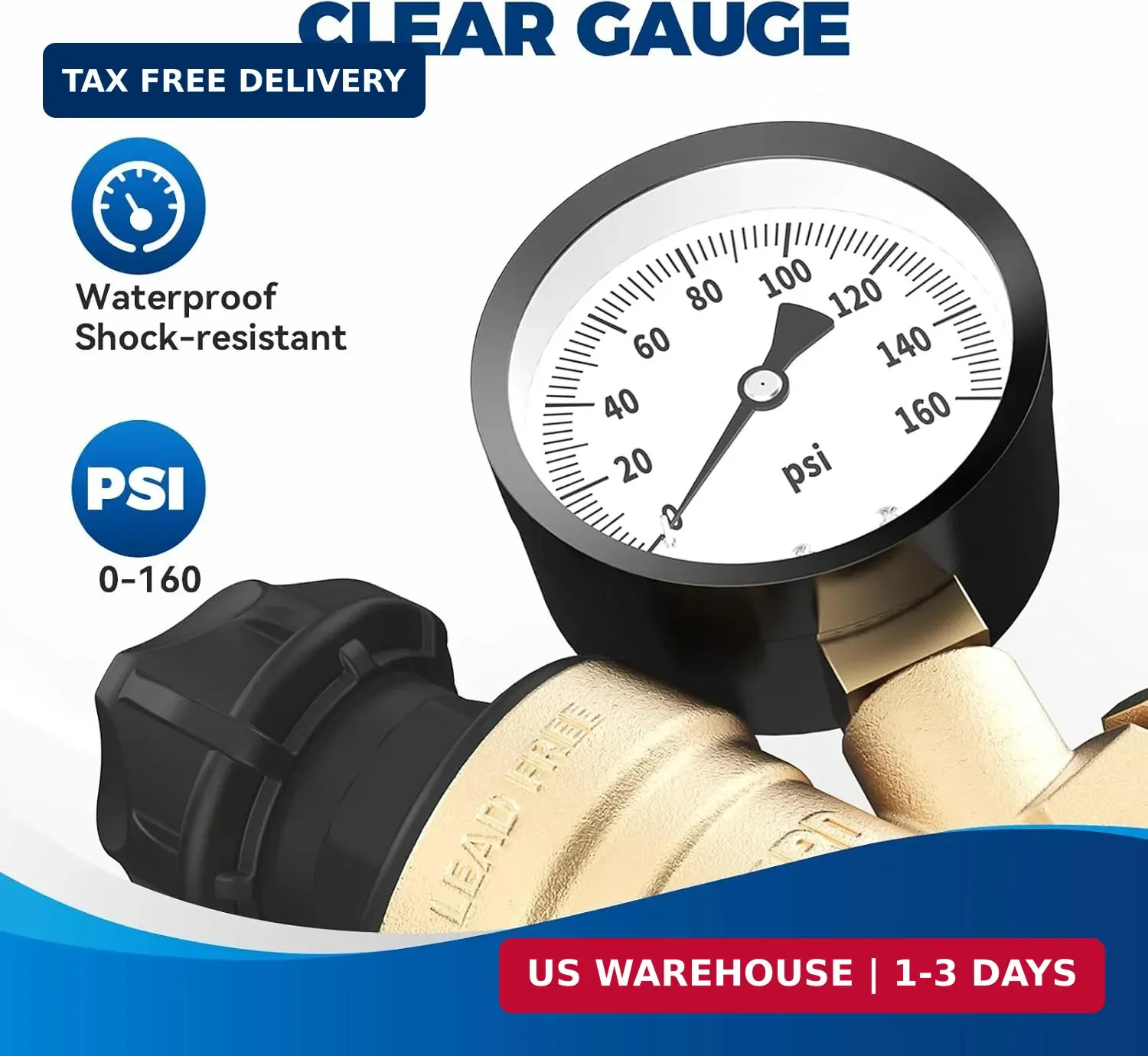 RVGUARD RV Water Pressure Regulator Valve With Adjustable Knob | CSA Approved, L