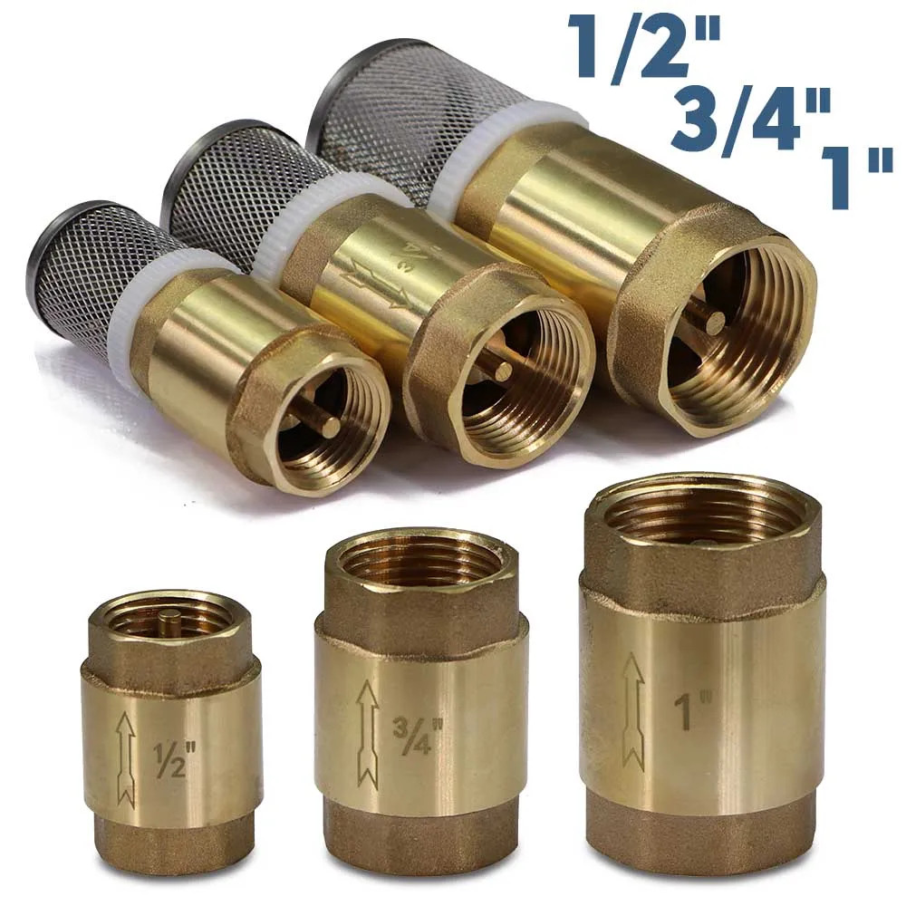 1/2″ 3/4″ 1″ Brass Check Valve W/ Filter anti Backflow One-Way Irrigation Pipeli