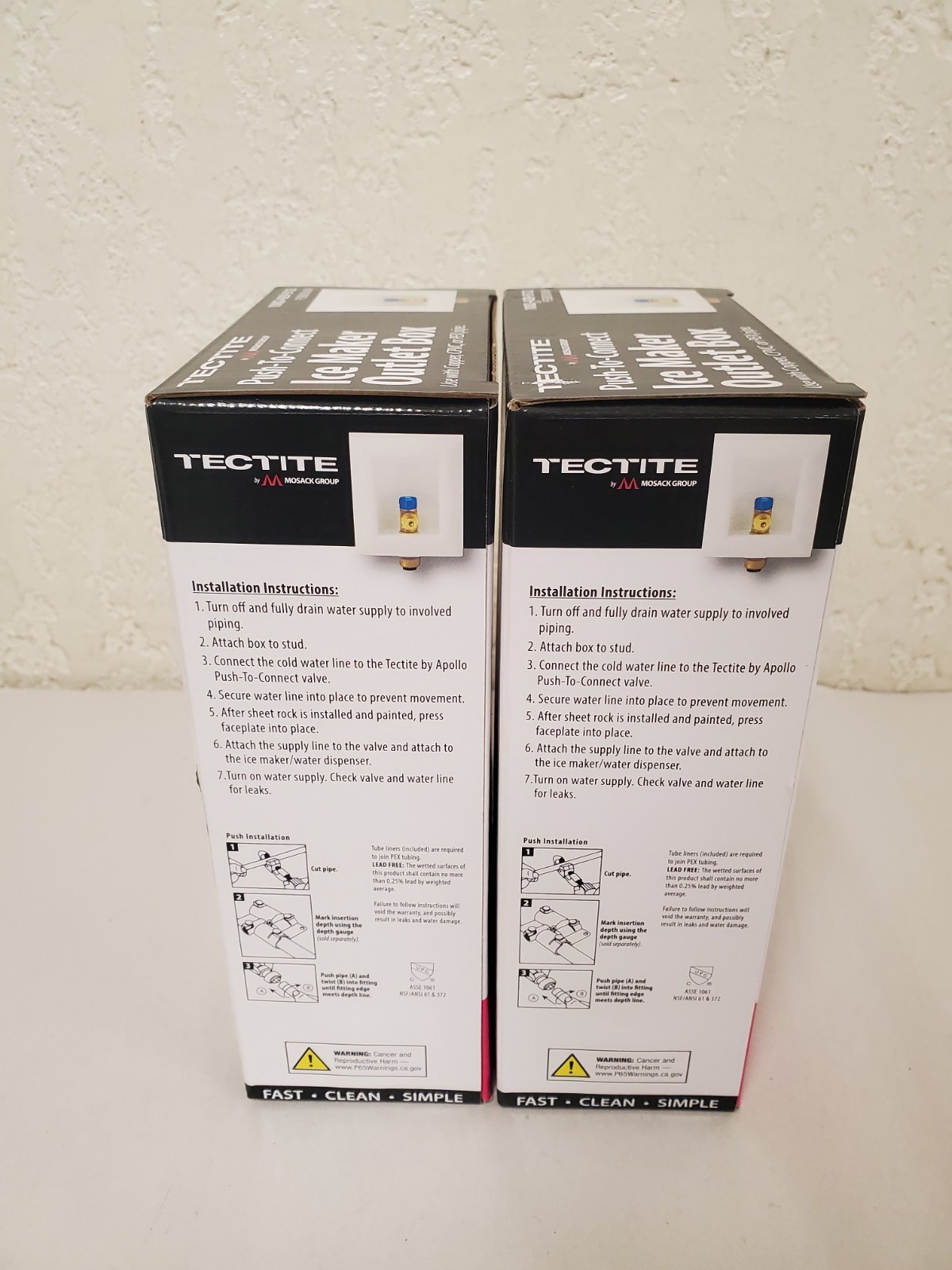 *LOT OF 2* Tectite 1/2 in. Brass Push-to-Connect Ice Maker Outlet Box (FSBBOXIM)