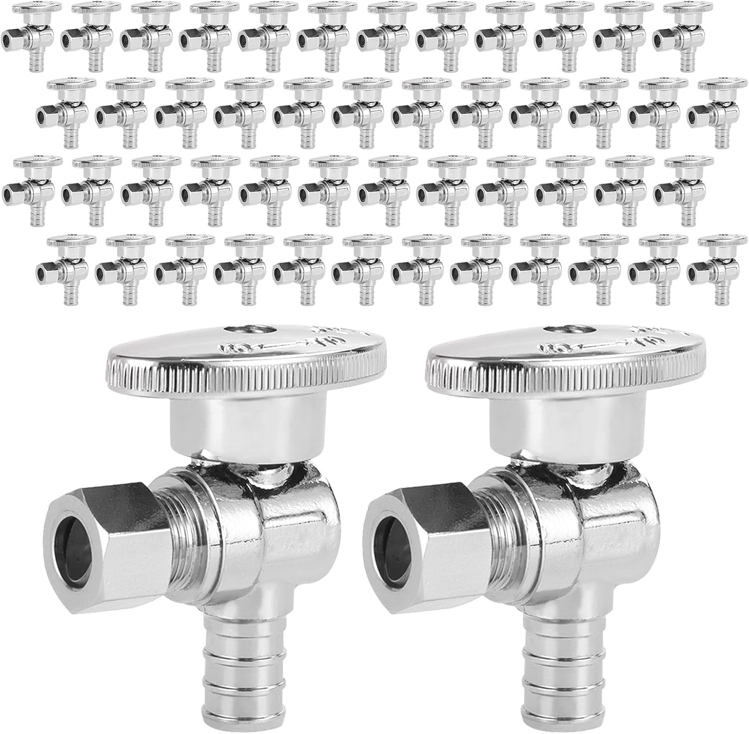 10-Pack Shut off Valve 1/4 Turn Angle Stop Valve 3/8″ OD Compression X 1/2″ Pex