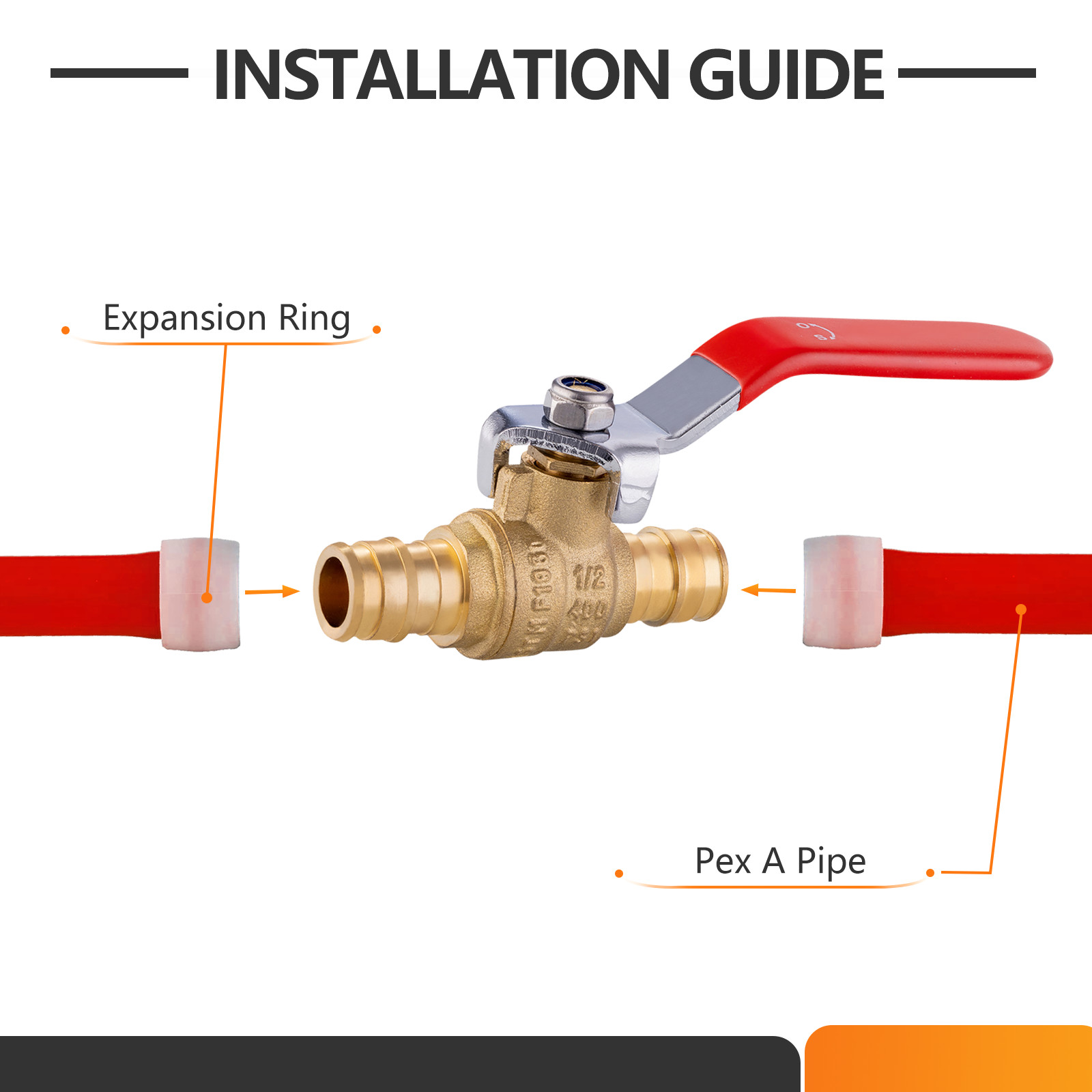 EFIELD 1/2″X1/2″ 3/4″X3/4″ Pex-A Pipe Brass Ball Valves Expansion Blue Red Level