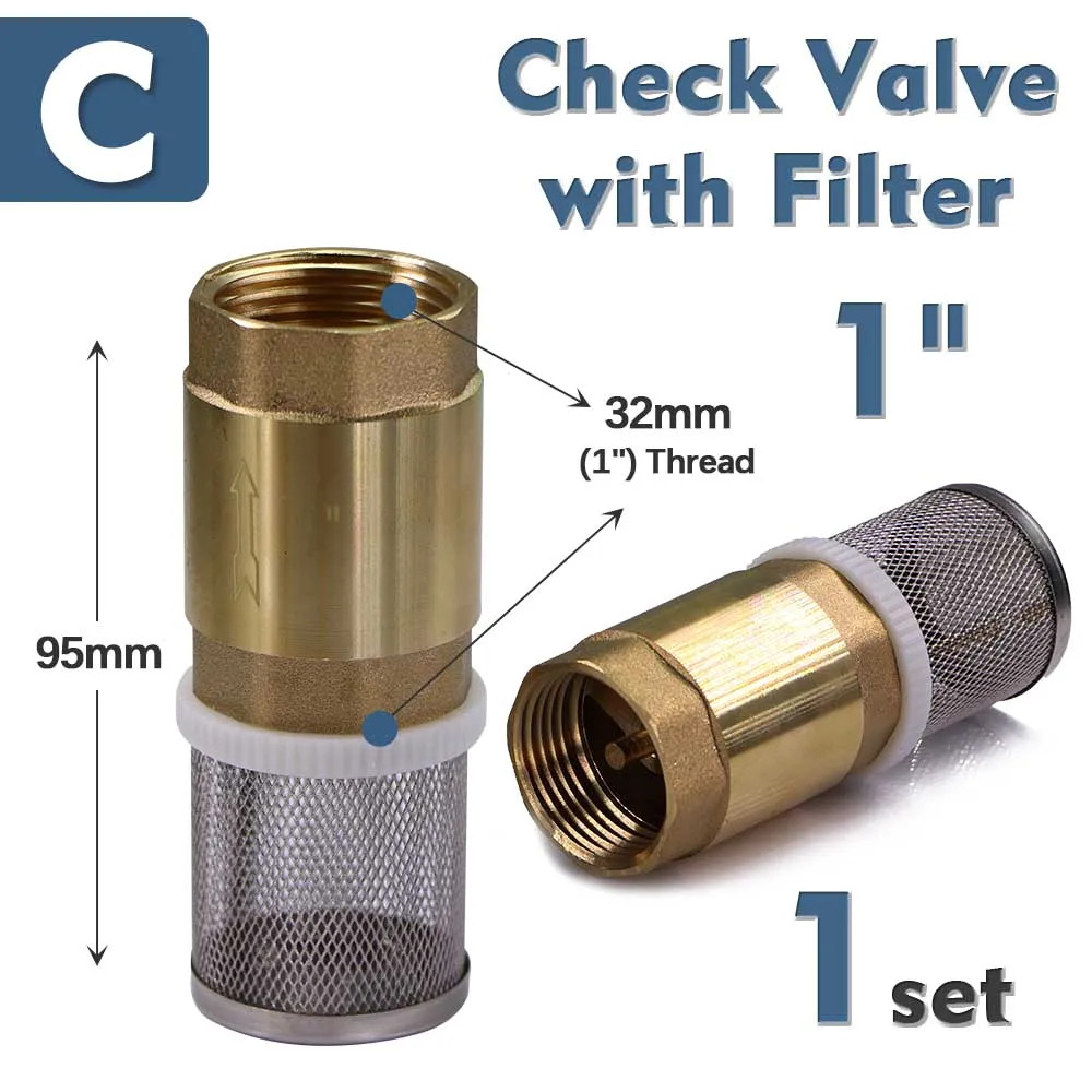 1/2″ 3/4″ 1″ Brass Check Valve W/ Filter anti Backflow One-Way Irrigation Pipeli