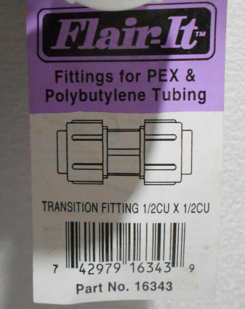 Lot of 5 New Flair-It 1/2 in. PEX x 1/2 in. Dia. PEX Couplings 16343