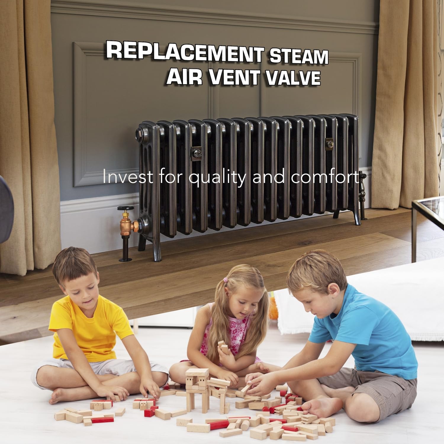 Steam Angle Radiator Valve 3/4 Inch FIP x Male Union Heavy Duty Brass Handle