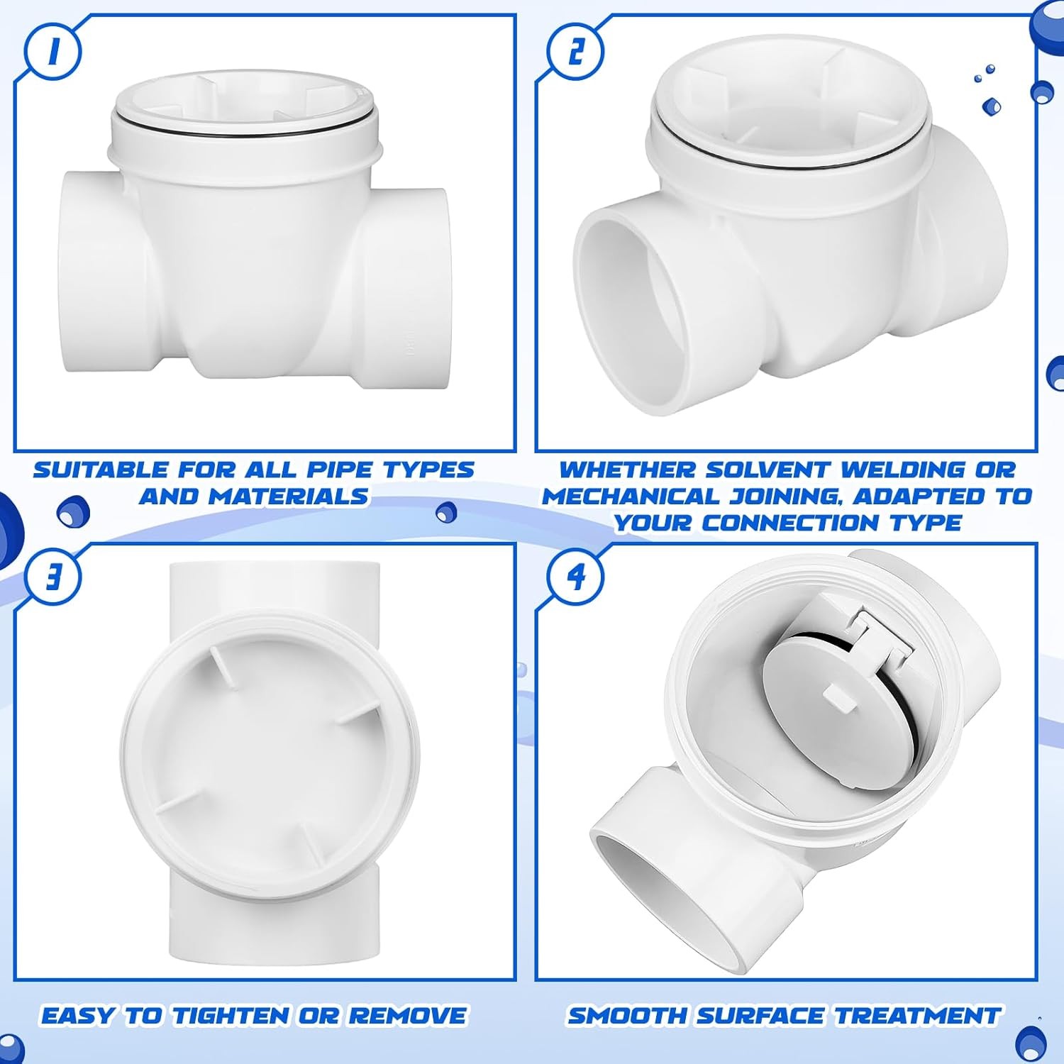 Backwater Valve Drain Backflow Preventer Valve Prevent Sewage 3 Inch White PVC
