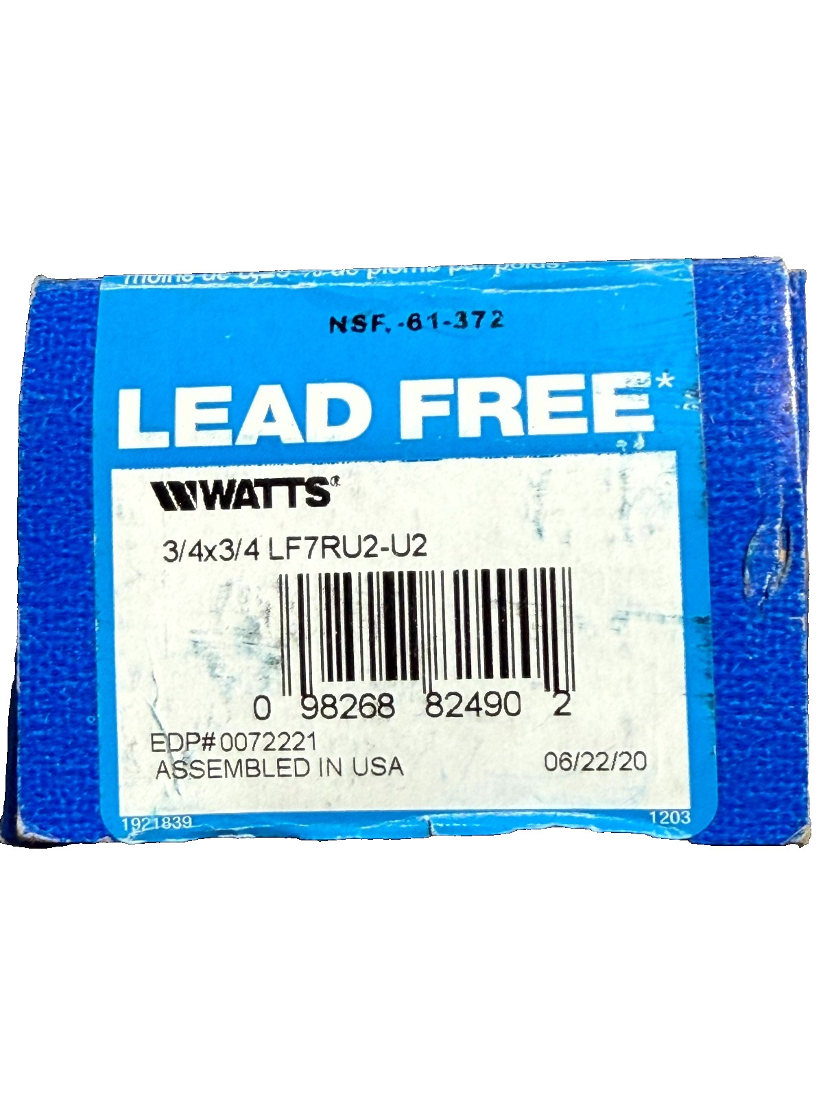 Watts 3/4 in. x 3/4 in. Lead Free Brass Residential Dual Check Valve LF7RU2-U2