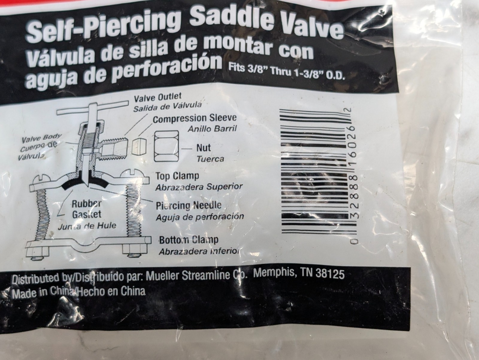 B&K SELF-PIERCING SADDLE VALVE 1/4″ Water Line Fits 3/8″ thru 1-3/8″ Supply OD