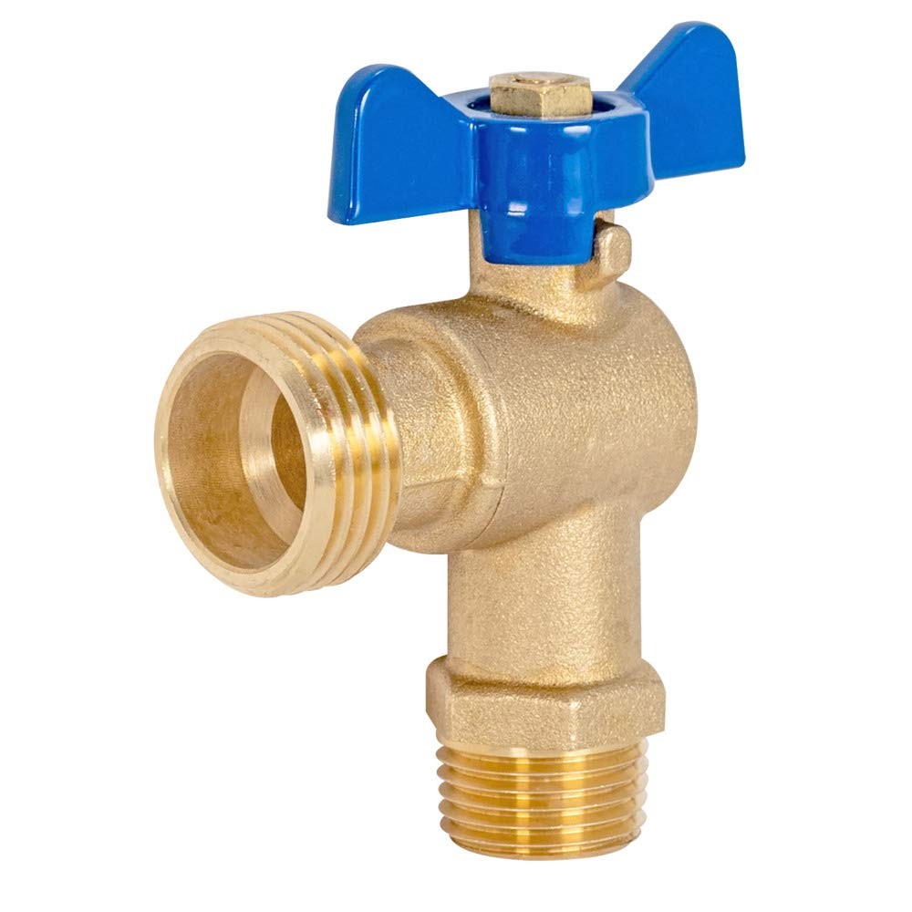 Male Boiler Drain 1/2 Inch MIP x 3/4 Inch MHT Brass Ball Valve Fitting 48604