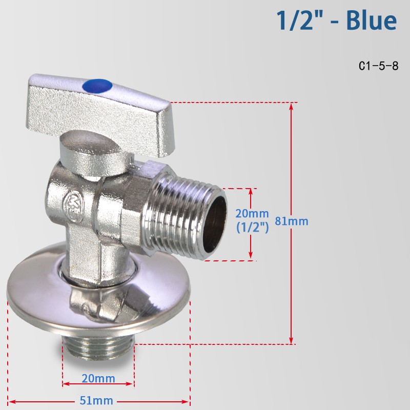 Angle Stop Valve 1/2″Brass Ball Valve 90°Elbow Radiator Valves Water Stop Switch