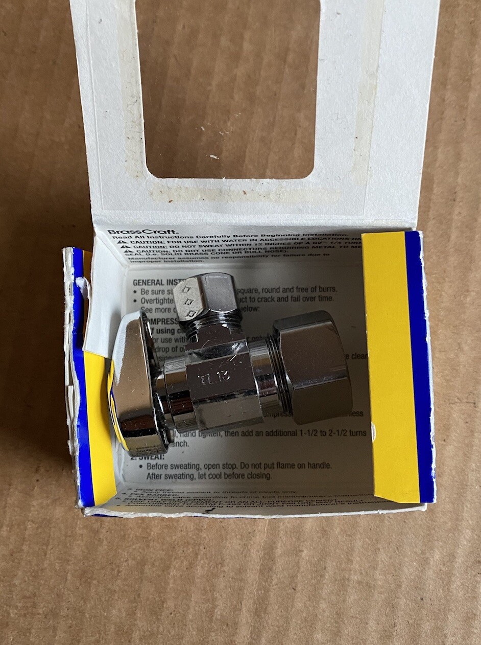 Brasscraft Angle Valve 1/4 Turn Chrome Plated