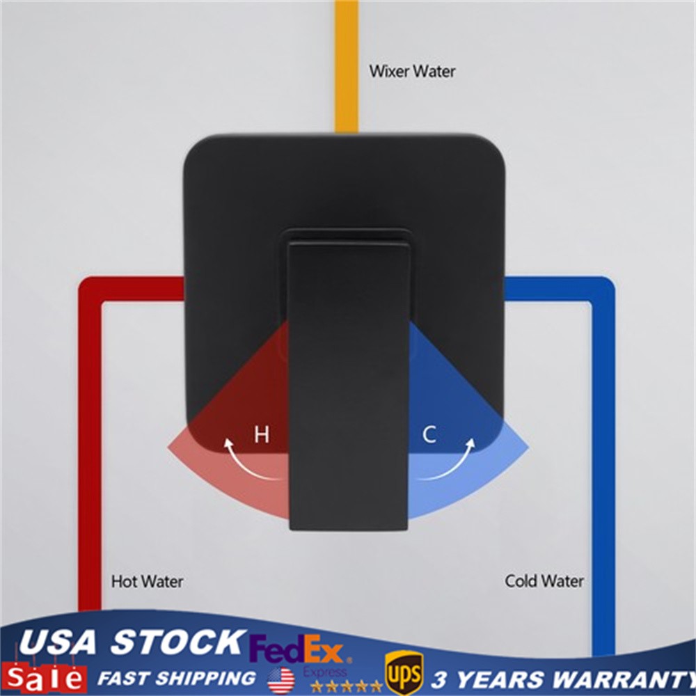Shower Tap Control Valve Brass +Handle Bathroom Hot/Cold Mixer Faucet Wall Mount