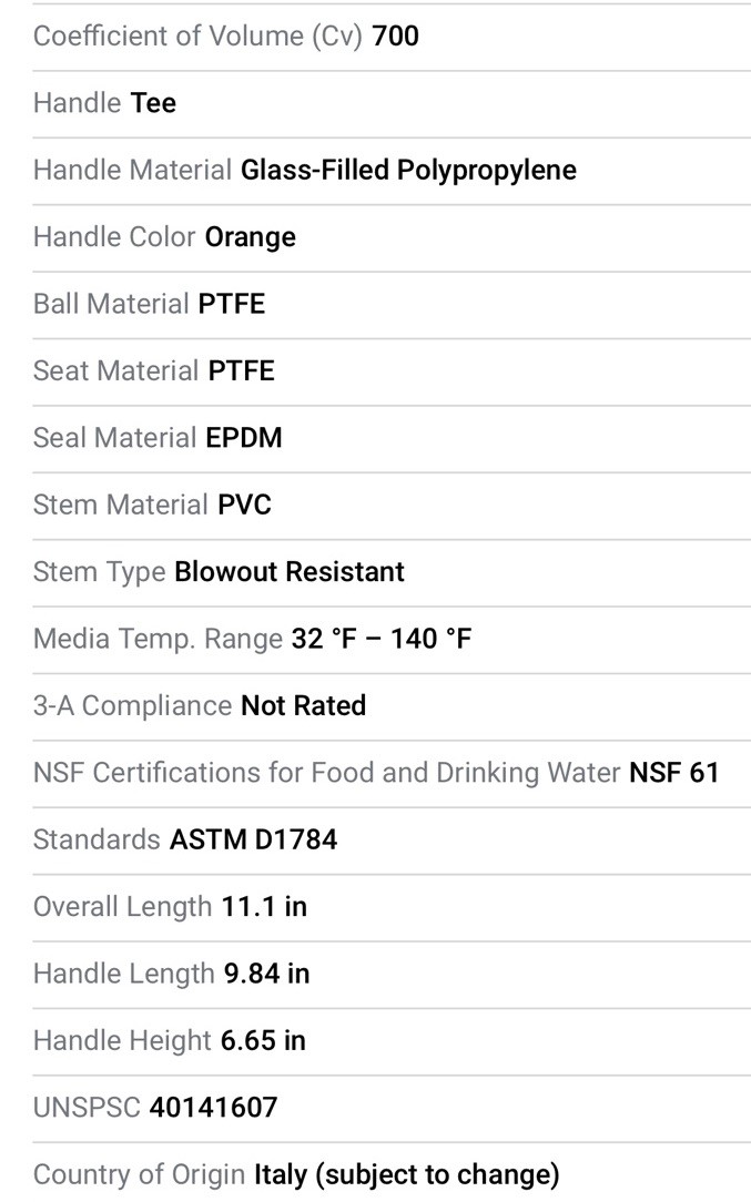 GF Piping Systems 161375010 4″ Manual Two-Way PVC Ball Valve, Straight, EPDM