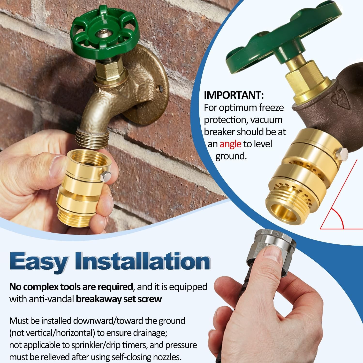 PK1400 Brass Self Draining Vacuum Breaker 3/4 in. Hose Thread PK1380 59ABP 59BFP