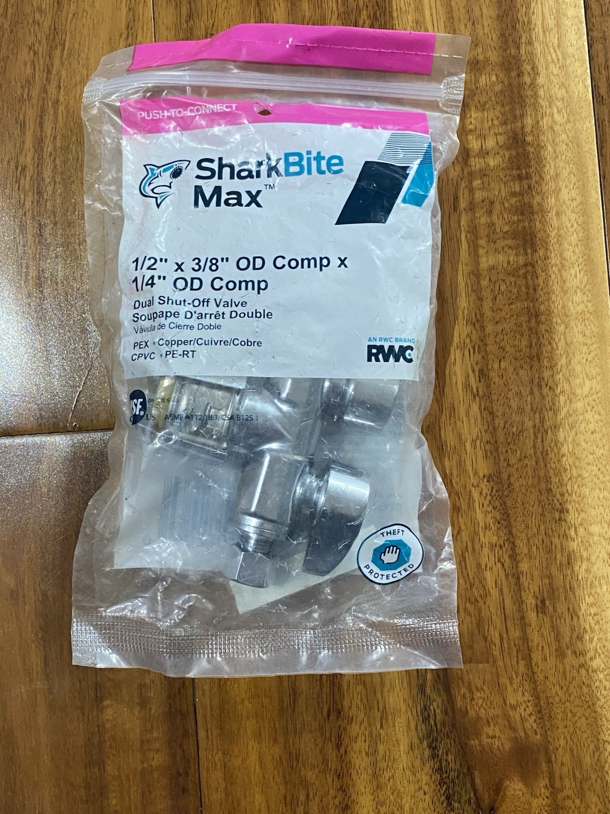 Brand New SharkBite MAX 1/2” x 3/8” OD Comp x 1/4” OD Comp Dual Shut-off Valve