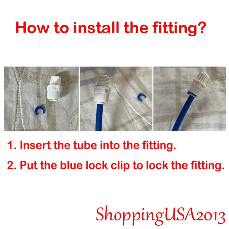 5piece 1/4-1/4 Thread Male Straight Connect Fitting Quick Connect Push In RO