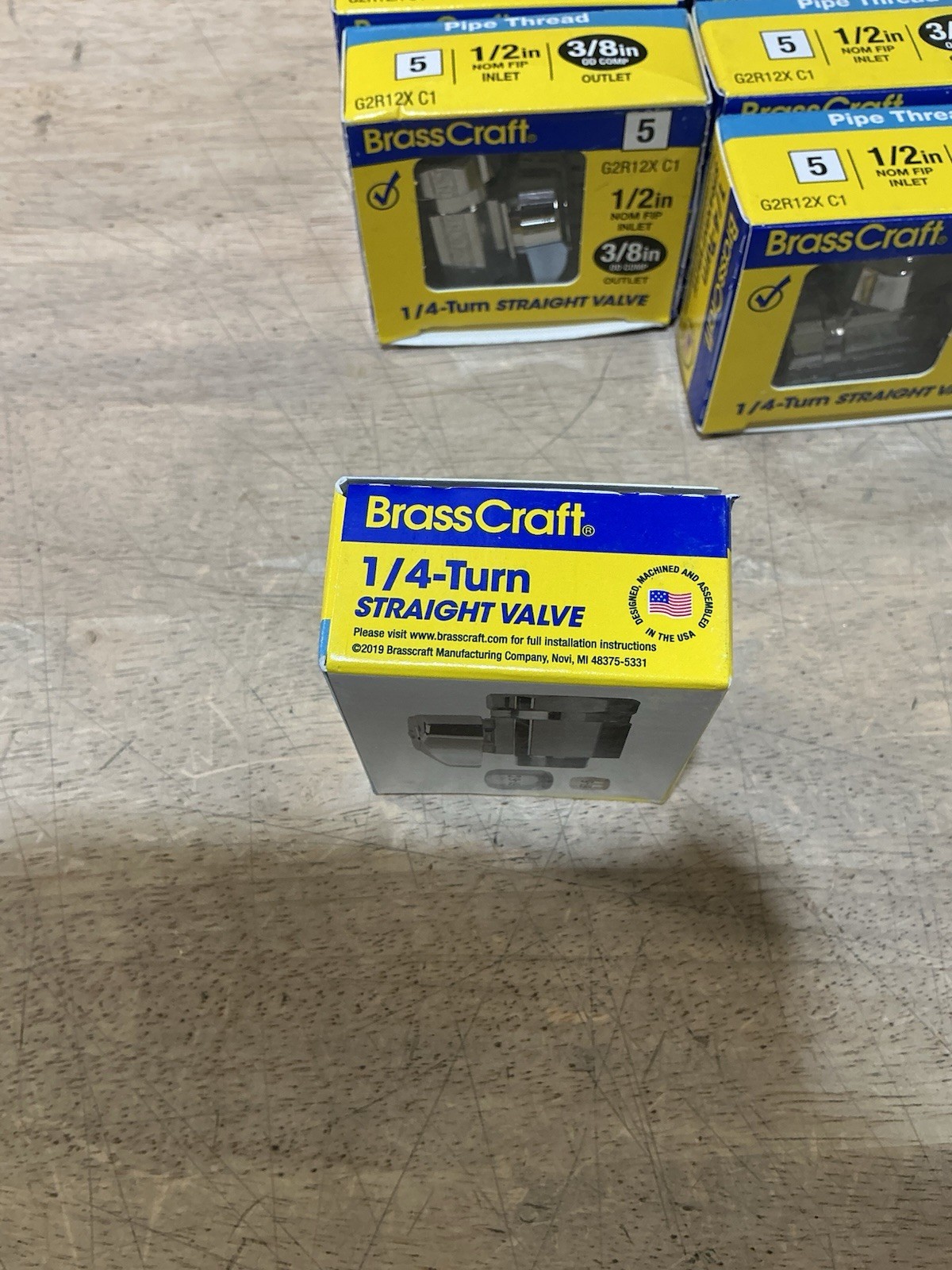 20-PK BrassCraft 1/2” x 3/8” 1/4-Turn Straight Valve G2R12X C1