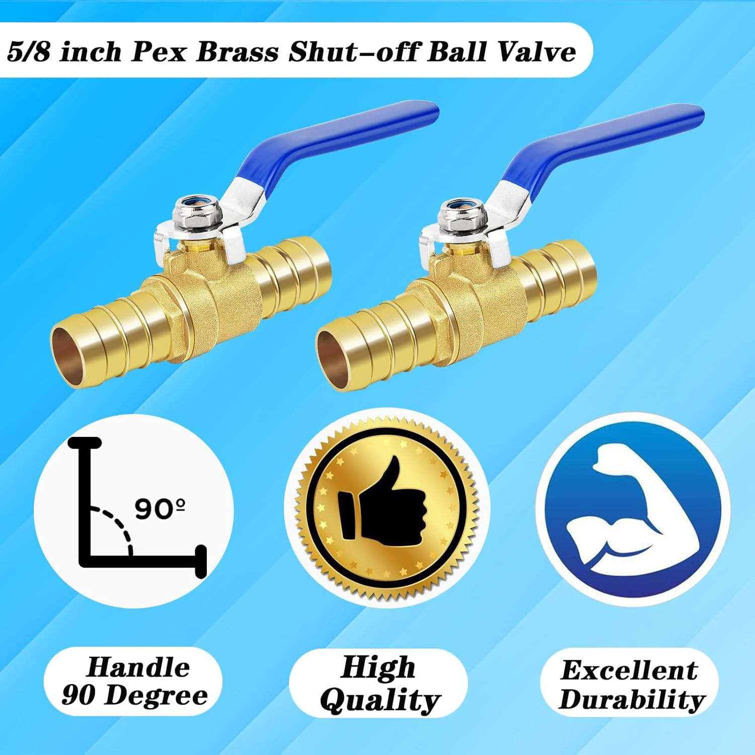 Brass Hose Barb Ball Valve Kit-2Pcs 5/8″ Heater Hose Shut off Valve with Stainle