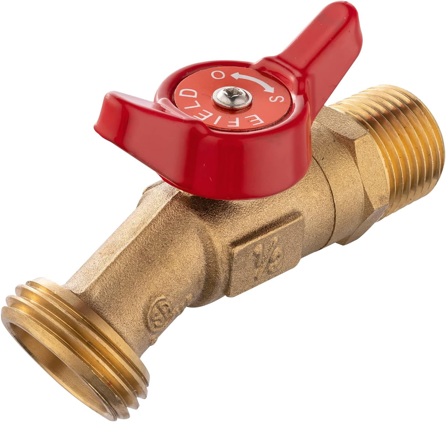 1/4-Turn Brass Sillcock Hose Bibb Valve 1/2″ Male NPT Inlet ×3/4″ Male GHT