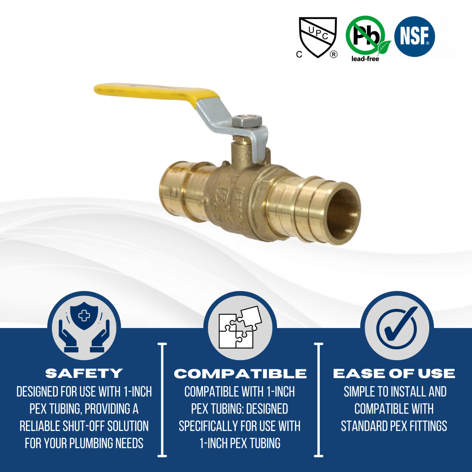 1 Piece 1″ Pex A Ball Valve, 1 Inch Expansion ball Valve, Lead Free Brass