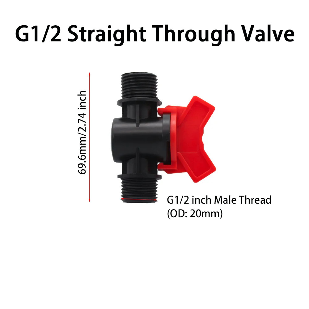 2Pcs Barbed Ball Valve Plastic Pagoda Straight through Shut-Off Switch Hose Conn