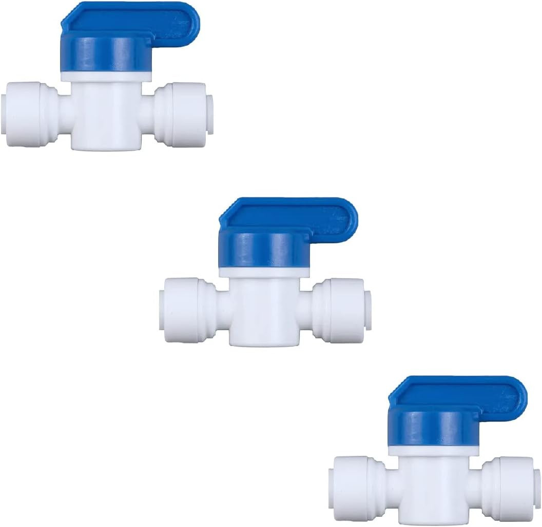 3 Pack Push-To-Connect Plastic Shut off Valve Fitting (1/4-In OD X 1/4-In OD, In