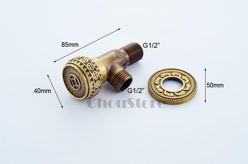 Solid Antique Round Triangle Faucet Valve Bathroom Water Stop Check Valves NEW