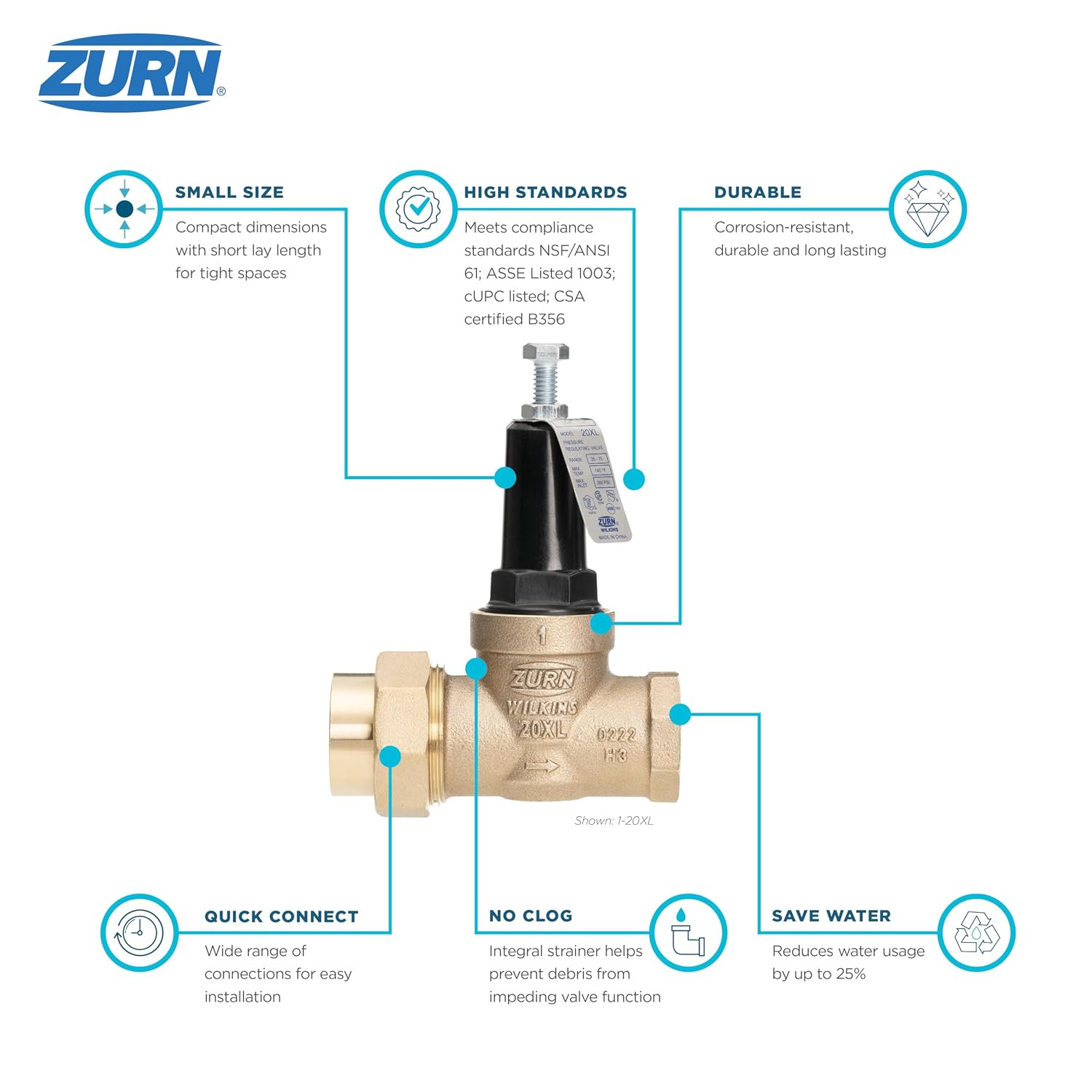 Wilkins 34-20XLPEX 3/4″ 20XL Pressure Reducing Valve (Integral Crimp PEX X Crimp
