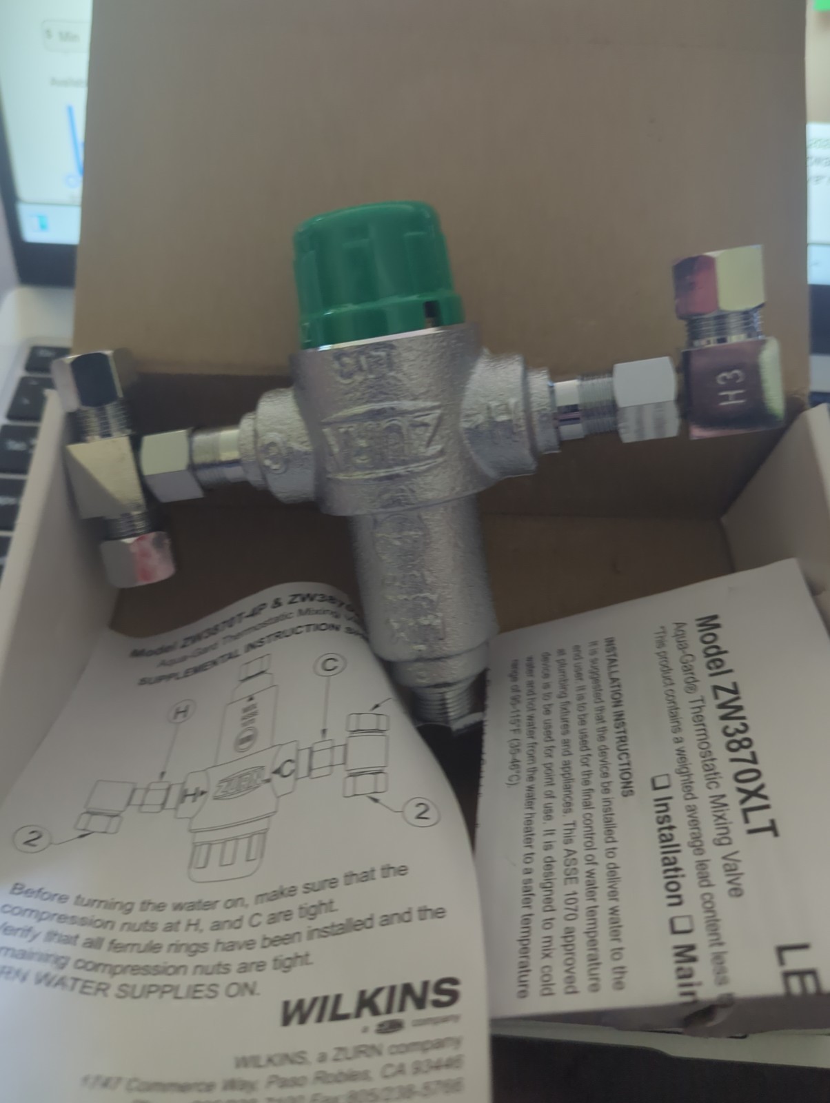 Zurn Wilkins 38-ZW3870XLT-4P 3/8″ ZW3870XLT Aqua-Gard Thermostatic Mixing Valve
