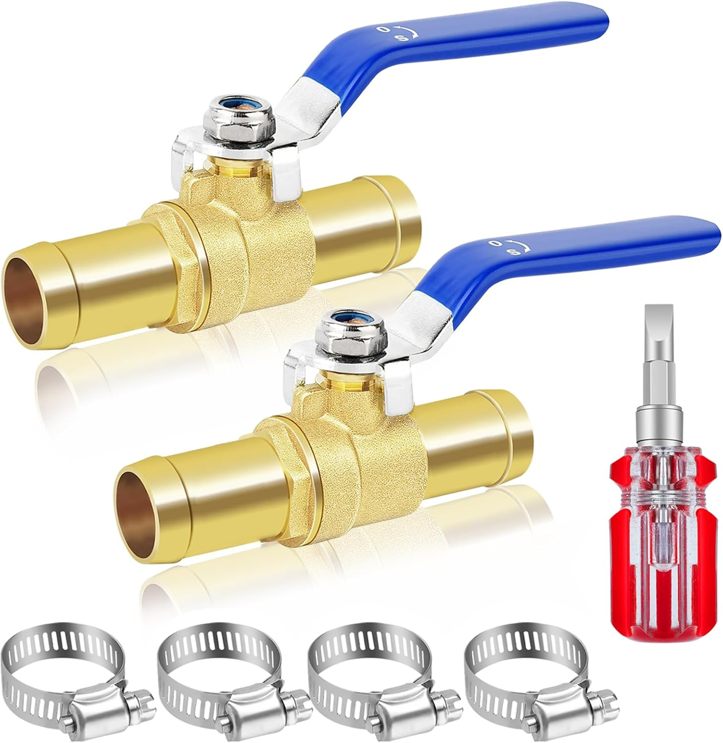 Brass 3/4″ In-Line Heater Hose Shut off Valve Kit – 2 Pack with Stainless Steel